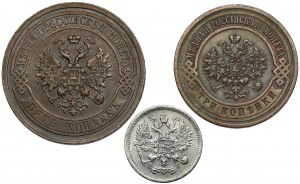Rosja, Mikołaj II, 3-10 kopiejek 1894-1916, zestaw (3szt)