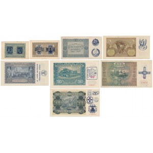 Banknoty okupacji z nadrukami 1986 - Powstanie Warszawskie (8szt)