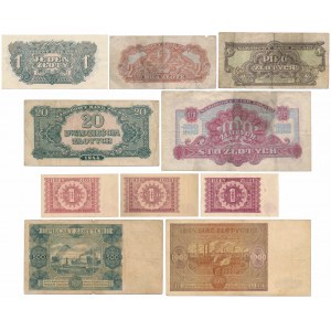 Zestaw banknotów polskich z lat 1944-1946 (10szt)