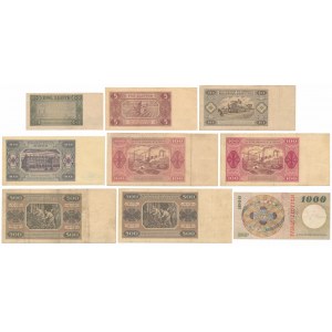 Zestaw banknotów polskich z lat 1948-1965 (9szt)