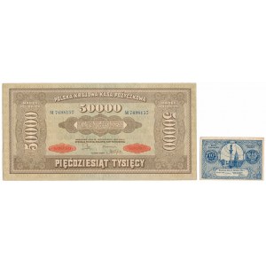 50.000 mkp 1922 i 10 groszy 1924 - zestaw (2szt)