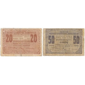 Lithuania, 20 & 50 Centu 1922 (2pcs)