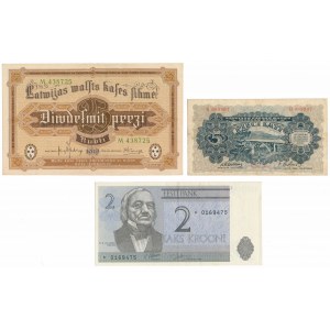 Łotwa i Estonia - zestaw banknotów (3szt)