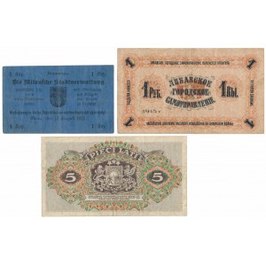 Łotwa, zestaw banknotów i bonów 1915-1940 (3szt)