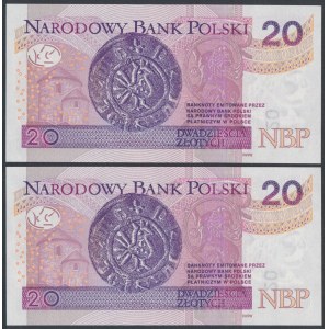 20 zł 2016 BM - 0987890 - 0987654 - radarowy i kolejny malejący (2szt)