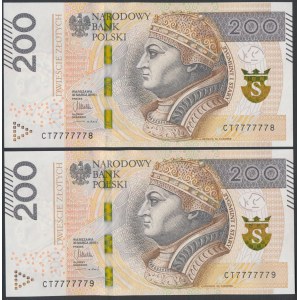 200 zł 2015 CT - 7777778 i 7777779 - następujące po solidzie (2szt)