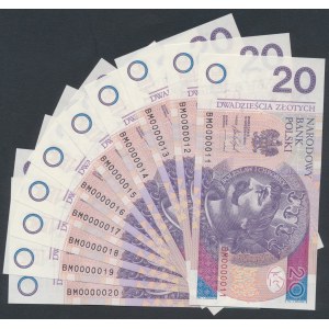 20 zł 2016 BM - 0000011 do 20 - numery dwucyfrowe (10szt)