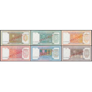 Białoruś, 1-100 rubli 1993 - SPECIMEN - KOMPLET (6szt)