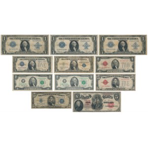 USA, 1 - 5 Dollars 1907-1976 - zestaw (11szt)
