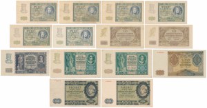 Zestaw banknotów okupacyjnych 1940-1941 (14szt)