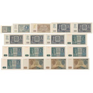 Zestaw banknotów okupacyjnych 1940-1941 (17szt)