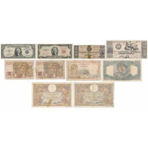 France & USA - set of banknotes + advertisement (10pcs)