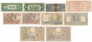 France & USA - set of banknotes + advertisement (10pcs)