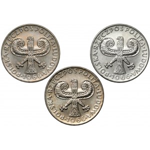 Zestaw 10 złotych 1966 Mała Kolumna (3szt)