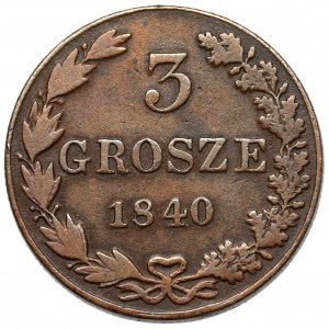 3 grosze 1840 MW, Warszawa - wąska data