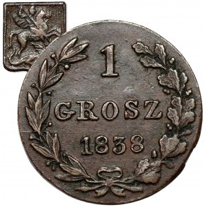 1 grosz 1838 MW, Warszawa - z płaszczem - B.RZADKI