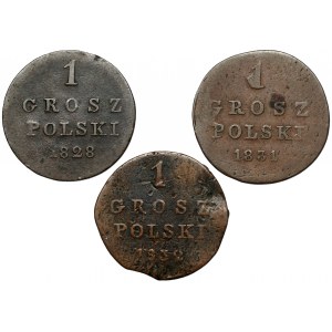 1 grosz polski 1828-1832, zestaw (3szt)