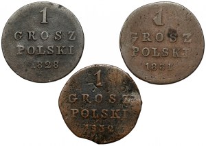1 grosz polski 1828-1832, zestaw (3szt)