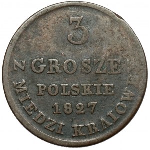 3 grosze 1827 IB z MIEDZI KRAIOWEY