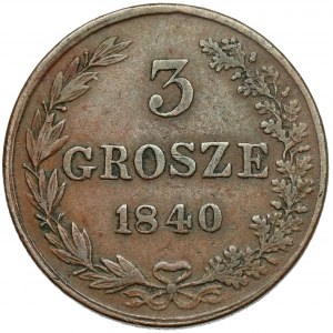 3 grosze 1840 MW, Warszawa - szerokie oczka - b.rzadkie