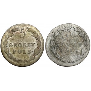 5 groszy polskich 1822-1823 IB, zestaw (2szt)