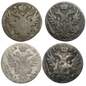 5 groszy polskich 1820-1827, zestaw (4szt)