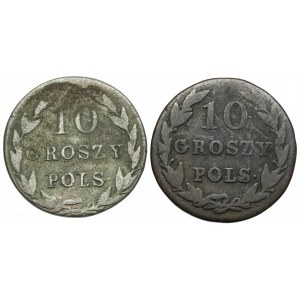 10 groszy polskich 1826 IB i 1827 FH (rzadkie), zestaw (2szt)