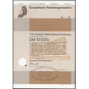 Niemcy, Europäische Patent Organisation, SPECIMEN Obligacji 10.000 DM 1989