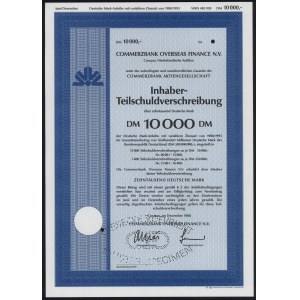 Curacao, Commerzbank Overseas Finance N.V., SPECIMEN Akcji 10.000 DM 1988