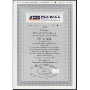 Niemcy, WGZ-Bank Westdeutsche Genossenschafts-Zentralbank eG, SPECIMEN Obligacji 10.000 DM 1990