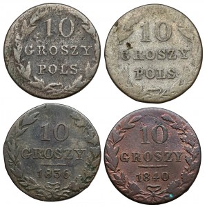 10 groszy 1830-1840, zestaw (4szt)