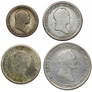 1 - 5 złotych polskich 1821-1831, zestaw (4szt)