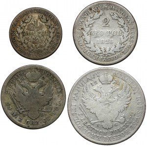 1 - 5 złotych polskich 1821-1831, zestaw (4szt)