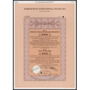 Holandia, Daimler-Benz International Finance, SPECIMEN Obligacji A$1.000 1990