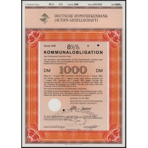 Niemcy, Deutsche Hypothekenbank, SPECIMEN Obligacji 1.000 DM 1990