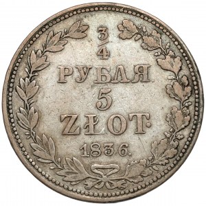 3/4 rubla = 5 złotych 1836 MW, Warszawa - 9 piór