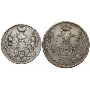 20 kopiejek = 40 groszy i 30 kopiejek = 2 złote 1840-1842, zestaw (2szt)