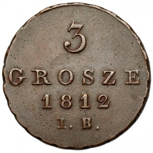 Księstwo Warszawskie, 3 grosze 1812 IB - PIĘKNE