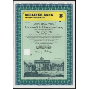 Niemcy, Berliner Bank, SPECIMEN Obligacji 100 DM 1990