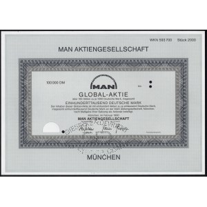 Niemcy, Man Aktiengesellschaft, SPECIMEN Akcji 100.000 DM 1990