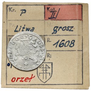 Zygmunt III Waza, Grosz Wilno 1608 - ex. Kałkowski