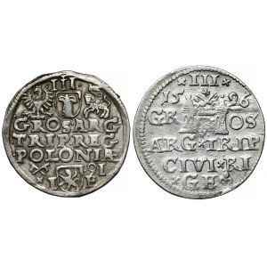 Zygmunt III Waza, Trojak Poznań 1591 IF i Trojak Ryga 1596, zestaw (2szt)