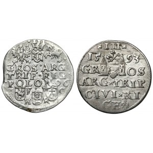 Zygmunt III Waza, Trojak Ryga 1593 i Trojak Bydgoszcz 1596, zestaw (2szt)