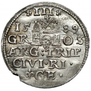 Zygmunt III Waza, Trojak Ryga 1589 - lilia przed