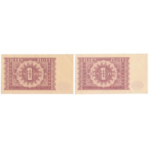1 złoty 1946 - odmiany kolorytyczne (2szt)