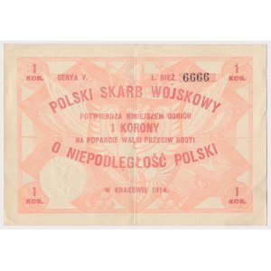 Polski Skarb Wojskowy, 1 korona 1914, Em.1, nr 6666