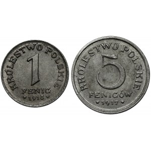 Królestwo Polskie, 1-5 fenigów 1917-1918, zestaw (2szt)