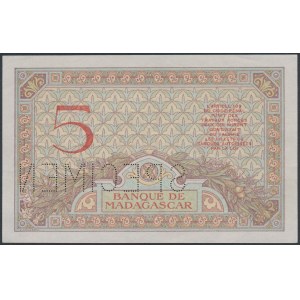 MadagasCar, 5 Francs (1937) - SPECIMEN