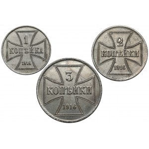 Ober-Ost. 1-3 kopiejki 1916 A, Berlin - zestaw (3szt)