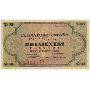 Spain, 500 Pesatas 1938